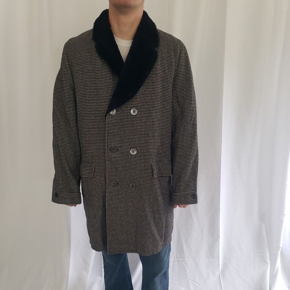 60s/70s Houndstooth Overcoat
